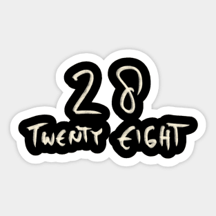 Hand Drawn Letter Number 28 Twenty Eight Sticker